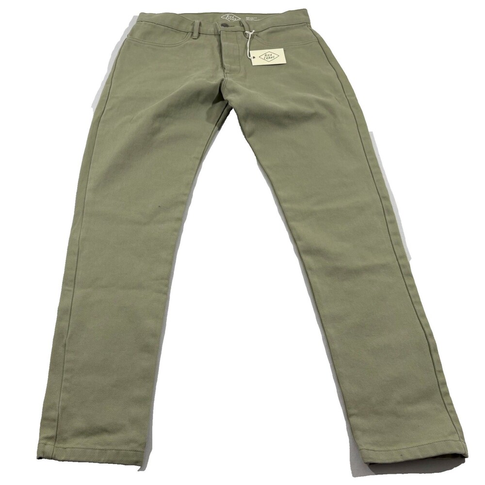 Alex Crane Mens Canvas Cham Pants Green Cotton Slim Leg Chinos Sz 30 NWT USA
